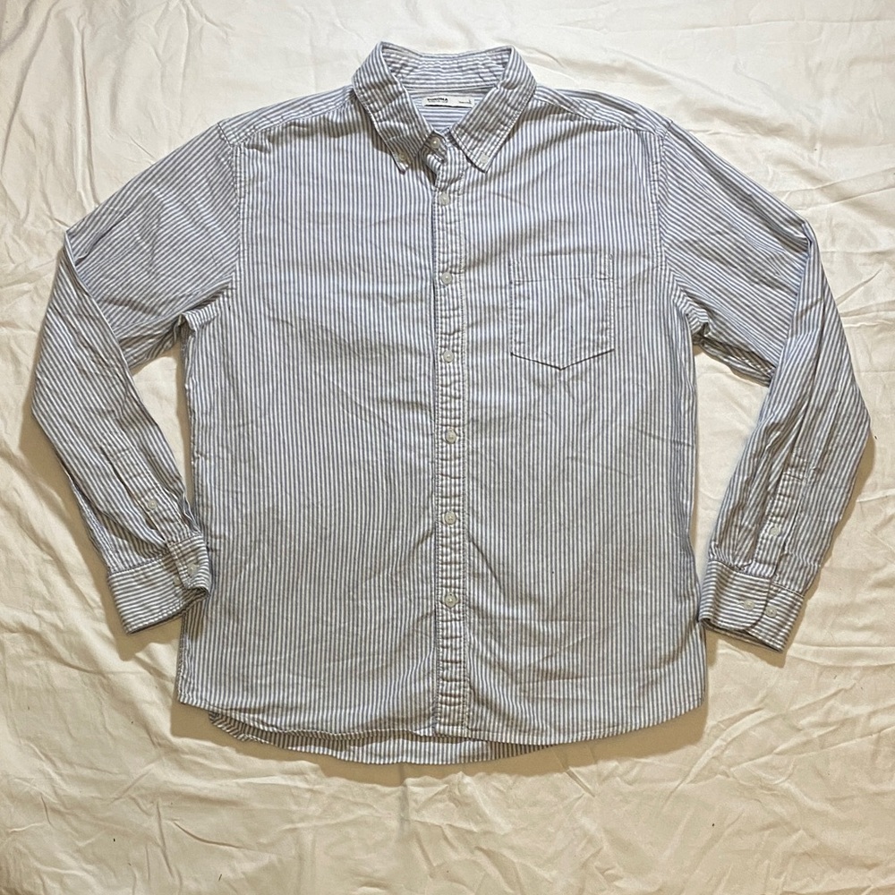 Sonoma Men's Blue and White Striped Button Down Shirt